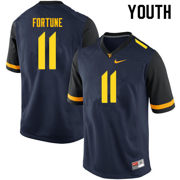 Youth #11 Nicktroy Fortune West Virginia Mountaineers College Football Jerseys Sale-Navy